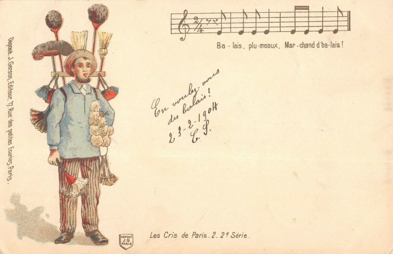 Carte postale ancienne Paris Cpa Illustrateur Les Cris De Paris Balais Plumeaux Marchand Balais à Paris