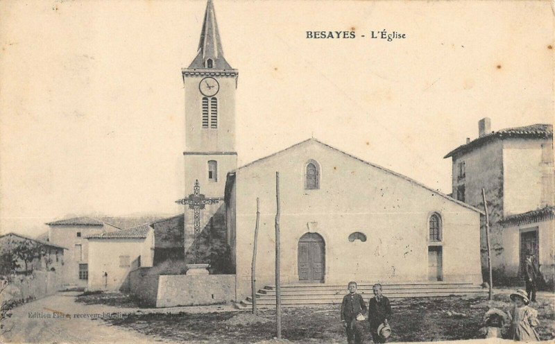 Carte postale ancienne Besayes Eglise à Bésayes