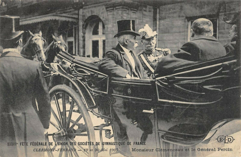 Carte postale ancienne Fete Federale Gymnastique Clermont Ferrand Clemenceau Percin à Clermont-Ferrand