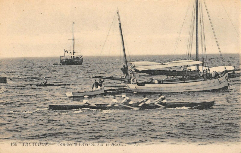 Carte postale ancienne Arcachon Course A L'Aviron Sur Le Bassin à Arcachon