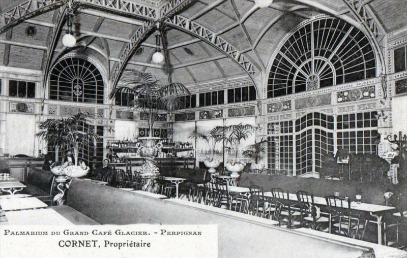 Carte postale ancienne Perpignan -Palmarium Du Grand Cafe Glacier Cornet Proprietaire à Perpignan