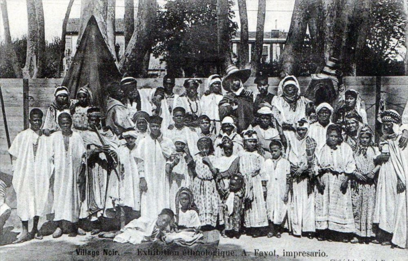 Carte postale ancienne Perpignan Village Noir Exhibition Ethnologique A.fayot Impresario Cliche à Perpignan