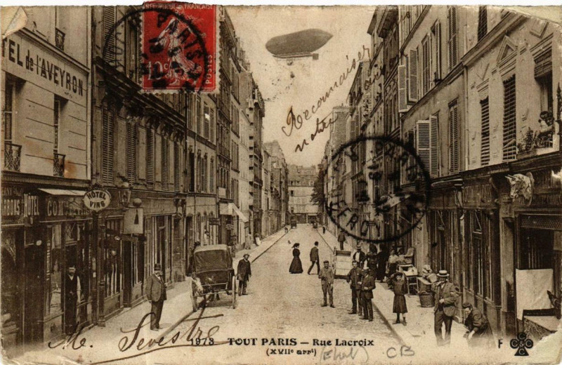 Carte postale ancienne Rue Lacroix à Paris 17e