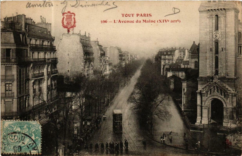 Carte postale ancienne L'Avenue du Maine à Paris 14e