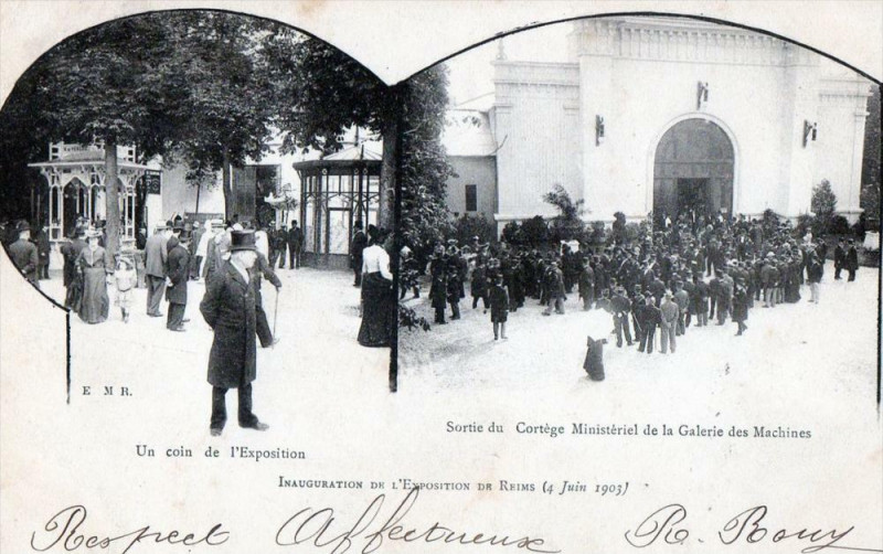 Carte postale ancienne Inauguration De L'Exposition De Reims Sortie Du Cortege Ministeriel Galer à Reims