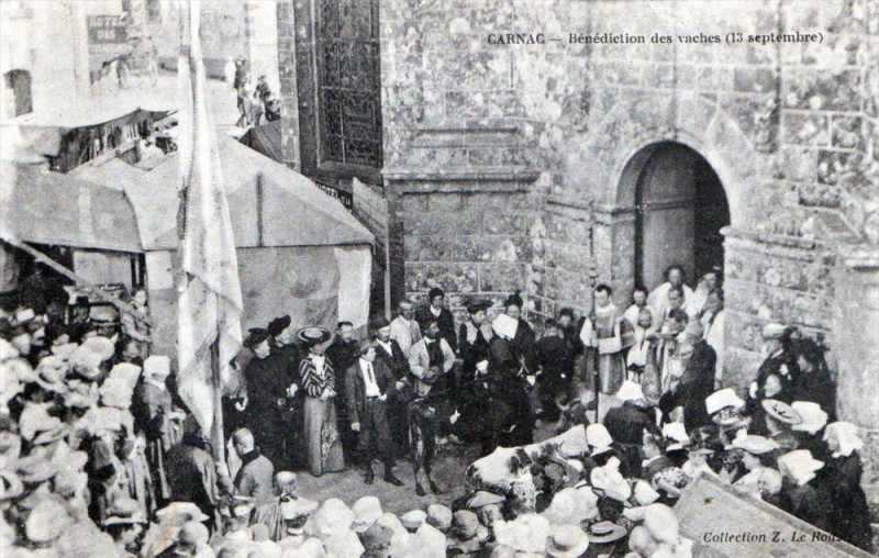 Carte postale ancienne Carnac Benediction Des Vaches 13 Septembre (Belle Cpa Animee à Carnac
