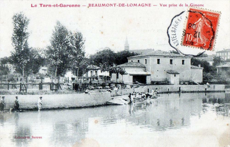Carte postale ancienne Beaumont De Lomagne Ve Prise De La Gimone  (cpa animée) à Beaumont-de-Lomagne