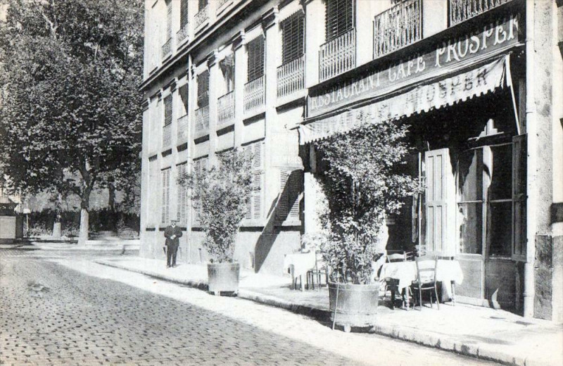 Carte postale ancienne Lyon Restaurant Hotel Prosper Rue Duhamel (Gros Plan à Lyon