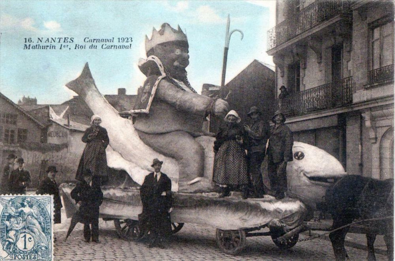 Carte postale ancienne Nantes Carnaval 1923 Mathurin 1ER Roi Du Carnaval (Gros Plan à Nantes