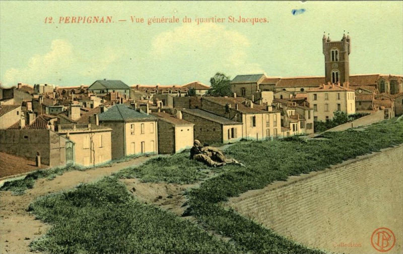 Carte postale ancienne Perpignan Vue Generale Du Quartier Saint Jacques (cpa glacée à Perpignan