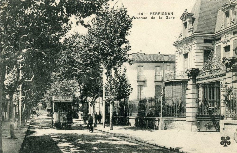 Carte postale ancienne Perpignan Avenue De La Gare à Perpignan