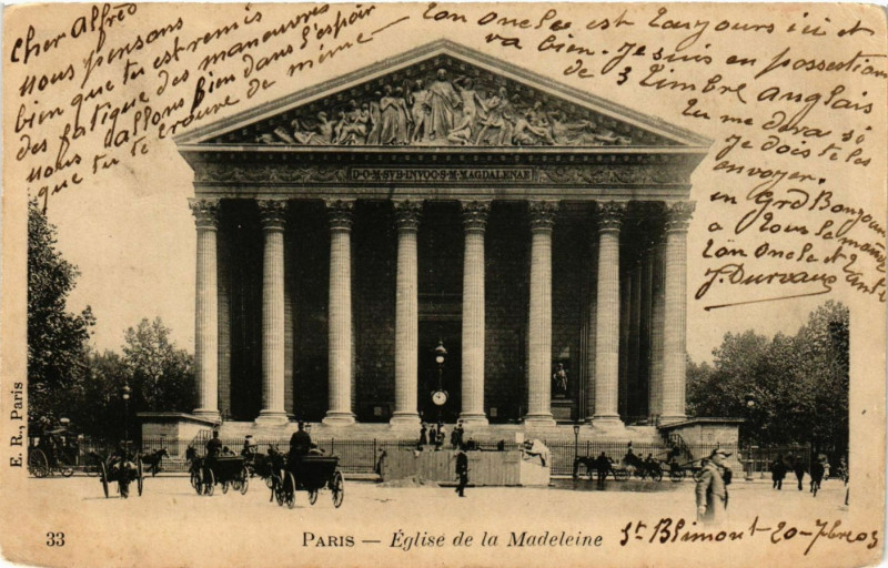 Carte postale ancienne Paris 8e - Eglise de la Madeleine à Paris 8e