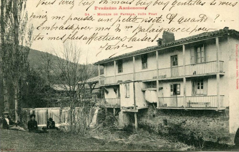 Carte postale ancienne Moulin De Payssas Pres Prat (dos non divisé)
