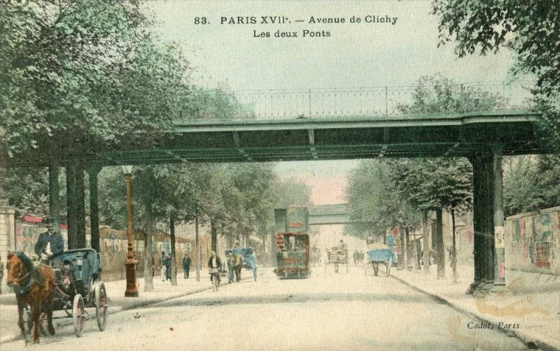 Carte postale ancienne Avenue de Clichy - Les deux Ponts à Paris 17e