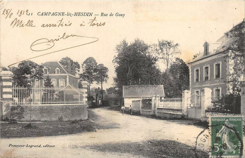 Carte postale ancienne Campagne Les Hesdins Rue De Gouy (cpa pas courante à Hesdin