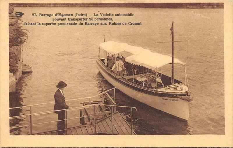 Carte postale ancienne Barrage D'Eguzon La Vedette Automobile