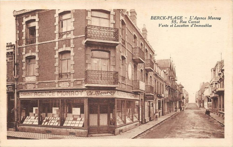 Carte postale ancienne Berck Plage L'Agence Monroy Rue Carnot (cpa pas courante Collection Paul à Berck