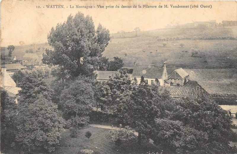 Carte postale ancienne Watten La Montagne Vue Prise Au Dessus De La Filature De M.vandesmet Cote à Watten