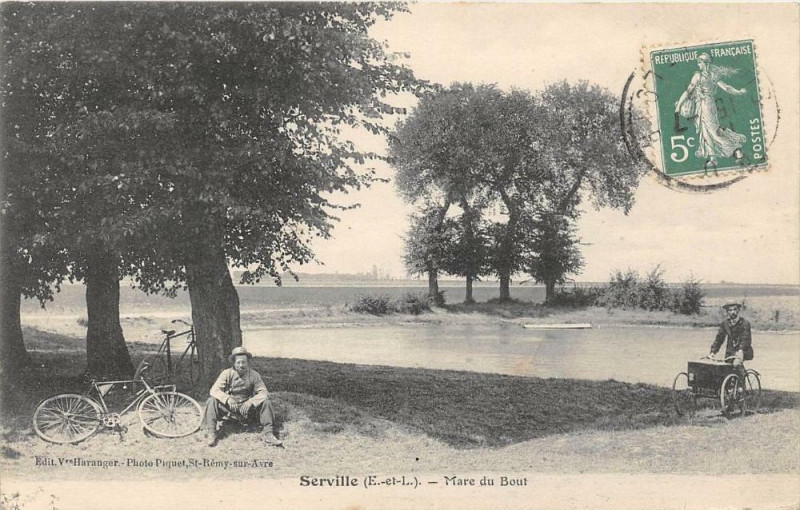 Carte postale ancienne Serville Mare Du Bout (cpa pas courante à Serville