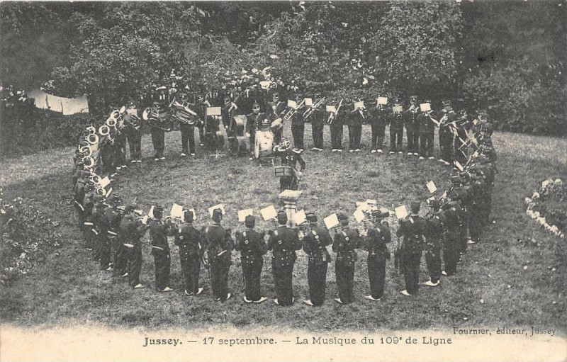 Carte postale ancienne Jussey 17 Septembre La Musique Du 109e De Ligne à Jussey