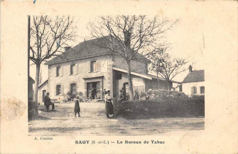 Carte postale ancienne Sagy Le Bureau De Tabac (cpa pas courante Rare à Sagy