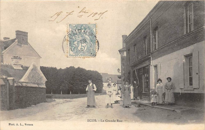 Carte postale ancienne Ecos La Grande Rue (cpa animée