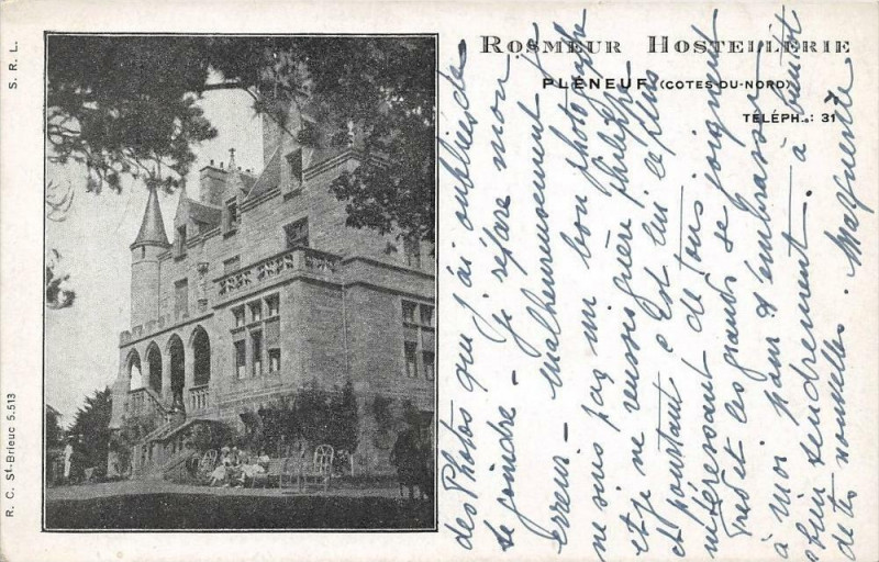Carte postale ancienne Pleneuf Rosmeur Hostellerie