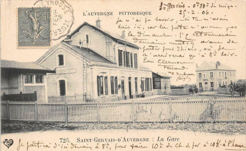 Carte postale ancienne Saint Gervais D'Auvergne La Gare à Saint-Gervais-d'Auvergne