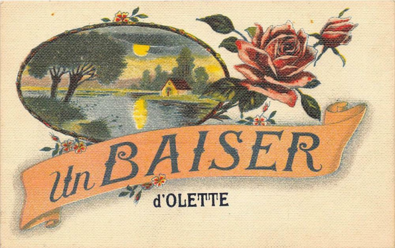 Carte postale ancienne Olette Rare Cpa Illustree Peinte A La Main Un Bonjour D'Olette à Olette