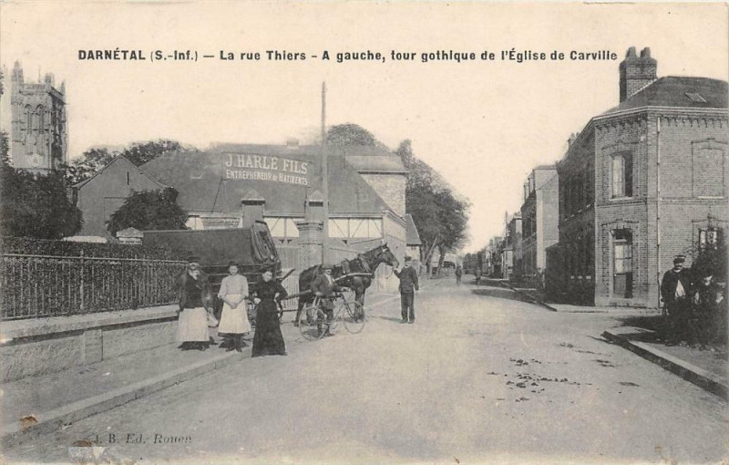 Carte postale ancienne Darnetal La Rue Thiers à Darnétal