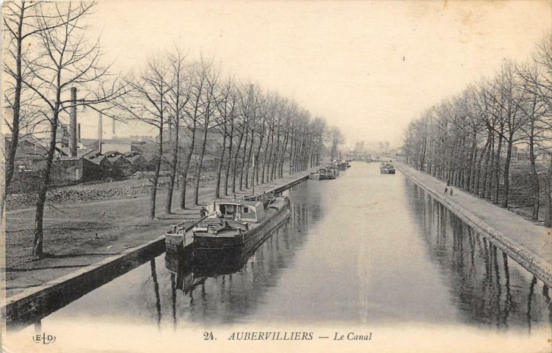 Carte postale ancienne Aubervillers Le Canal