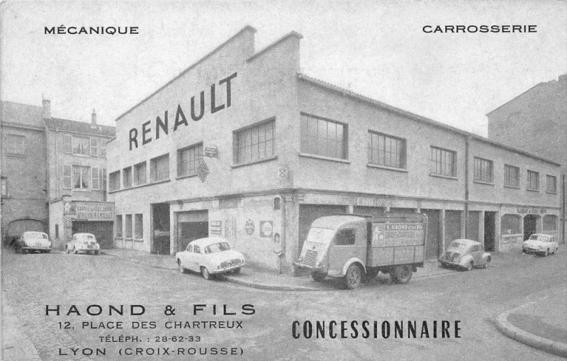 Carte postale ancienne Lyon Mecanique Carrosserie Renault Haond Et Fils Concessionnaire Place De à Lyon