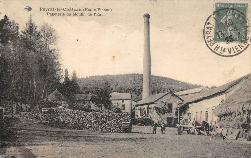Carte postale ancienne Peyrat Le Chateau Papeterie Du Moulin A Eau