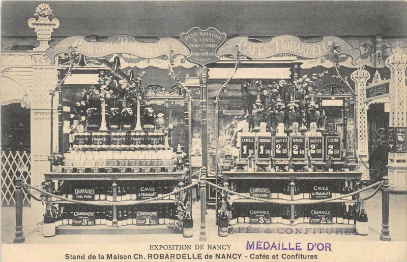 Carte postale ancienne Exposition De Nancy Stand De La Maison Ch.robardelle De Nancy Cafes Et Co à Nancy