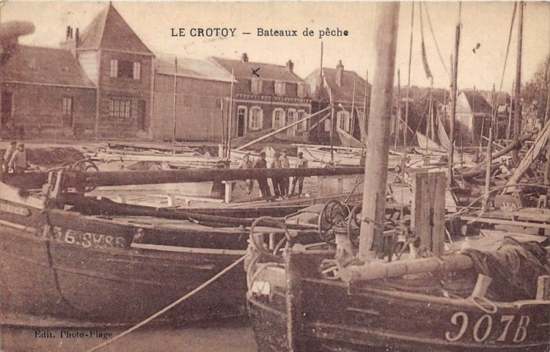 Carte postale ancienne Le Crotoy Bateaux De Peche (cliché rare au Crotoy