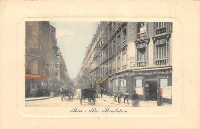 Carte postale ancienne Paris IIIe Rue Rambuteau (cliché colorisé pas courant à Paris 3e
