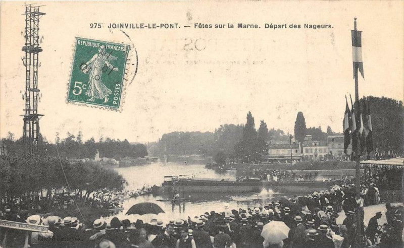 Carte postale ancienne Joinville Le Pont Fetes Sur La Marne Depart Des Nageurs (cliché pas coura à Joinville-le-Pont