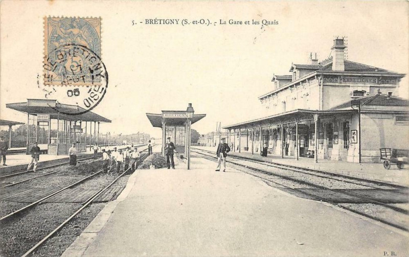 Carte postale ancienne Bretigny La Gare Et Les Quais à Igny