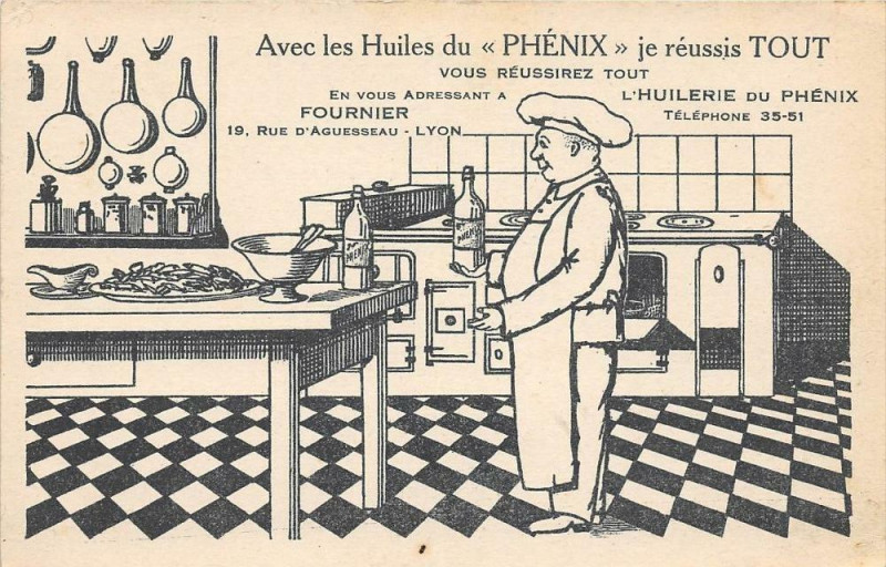Carte postale ancienne Lyon Les Huileries Du Phenix Fournier Rue D'Aguesseau A Lyon à Lyon