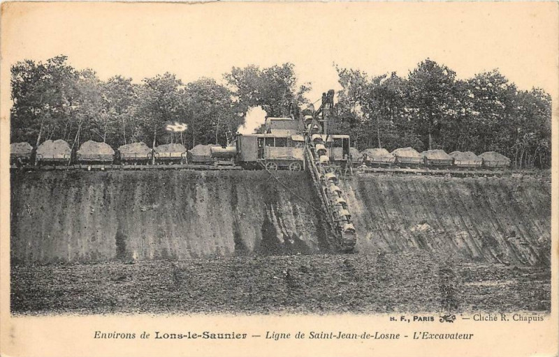 Carte postale ancienne Environs De Lons Le Saunier Ligne De Saint Jean De Losne L'Excavateur (do à Lons-le-Saunier