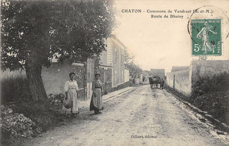 Carte postale ancienne Chaton Commune De Vendrest Route De Dhuisy à Vendrest