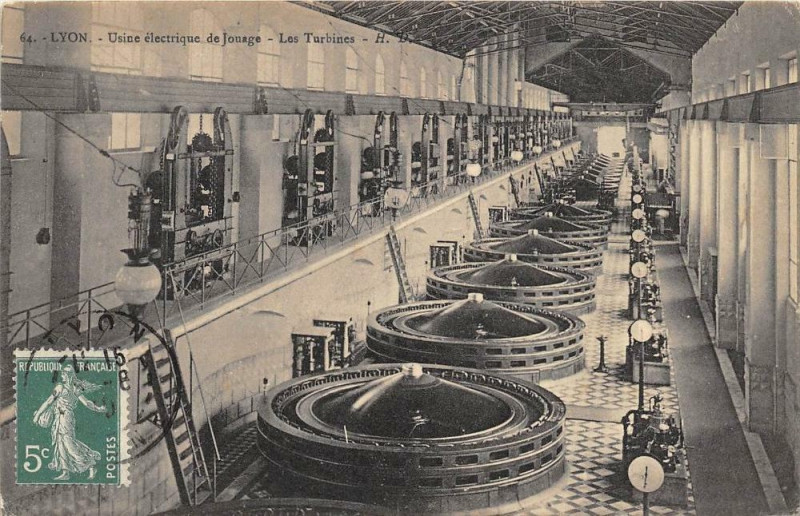 Carte postale ancienne Lyon Usine De Jonage Les Turbines (cliché pas courant à Lyon
