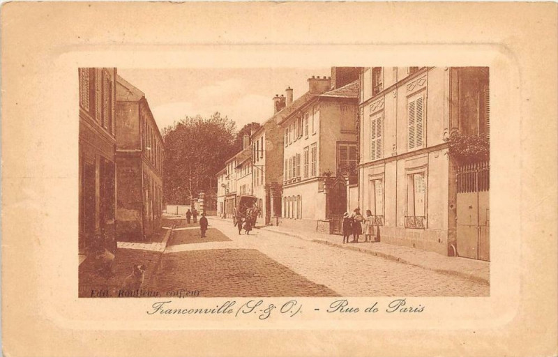 Carte postale ancienne Franconville Rue De Paris (cliché pas courant à Franconville