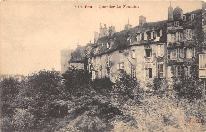 Carte postale ancienne Pau Quartier La Fontaine (cliché pas courant à Pau