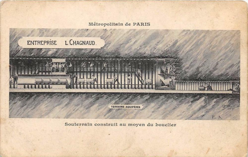 Carte postale ancienne Paris Metropolitain De Paris Entreprise L.chagnaud Souterrain Construit A à Paris