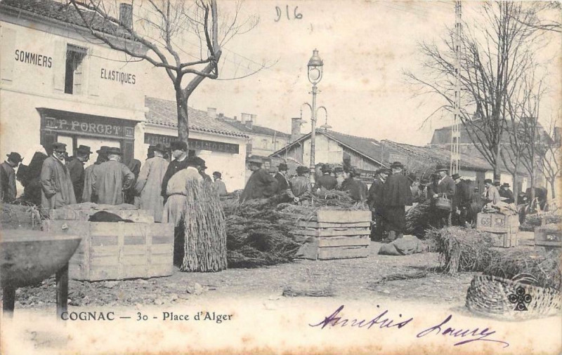 Carte postale ancienne Cognac Place D'Alger (dos non divisé) à Cognac