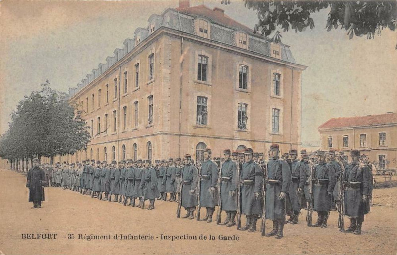 Carte postale ancienne Belfort Regiment D'Infanterie Inspection De La Garde (cpa pas courante à Belfort