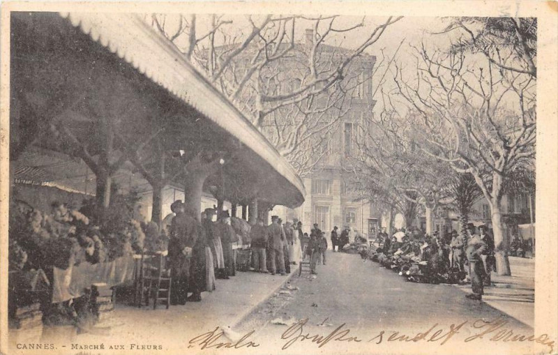 Carte postale ancienne Cannes Le Marche Aux Fleurs (dos non divisé) à Cannes