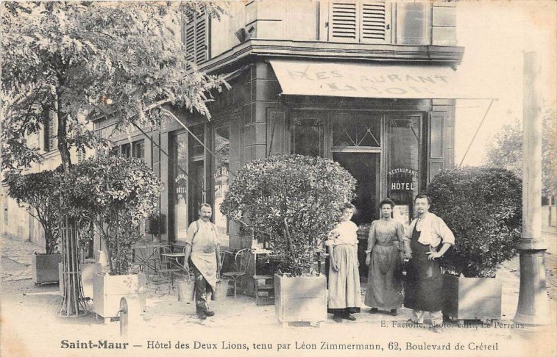 Carte postale ancienne Saint Maur Hotel Des Deux Lions Tenu Par Leon Zimmermann 62 bd De Creteil à Créteil