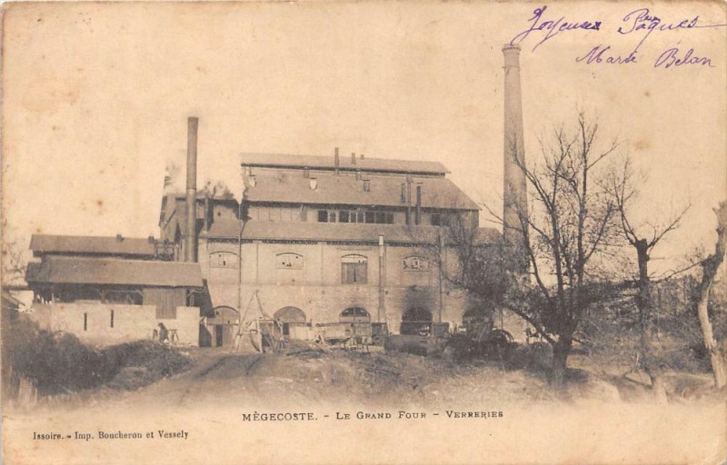 Carte postale ancienne Megecoste Le Grand Four Verrerie (dos non divisé)